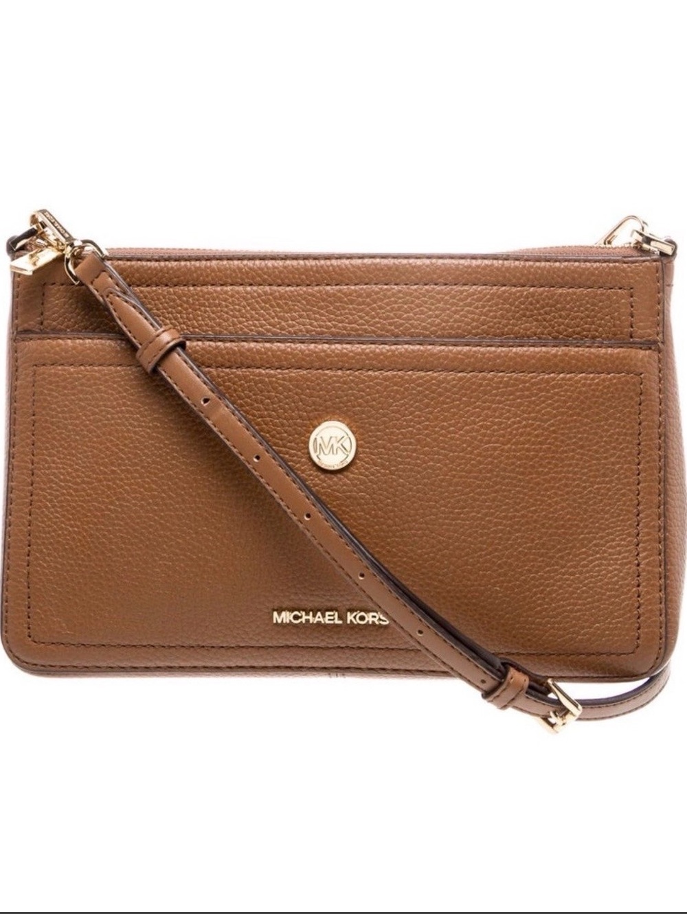 Michael Kors Tan Pebbled Leather Crossbody Card Case